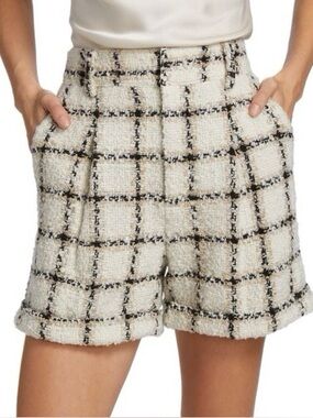 Anine Bing Becky Short in Beige Plaid NWOT Size 32